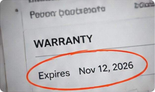 A warranty expiration date circled in red